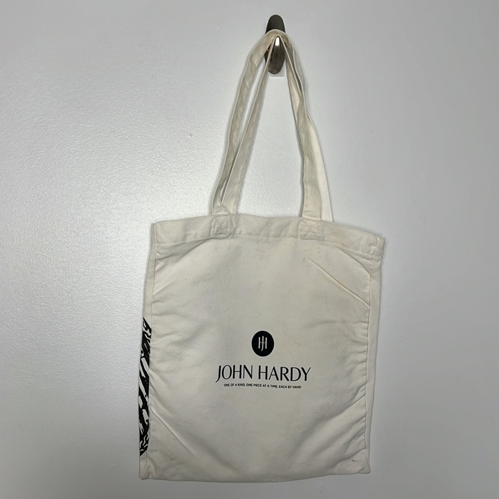 John Hardy white and black canvas tote bag - Picture 3 of 4